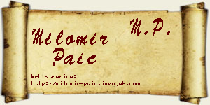 Milomir Paić vizit kartica